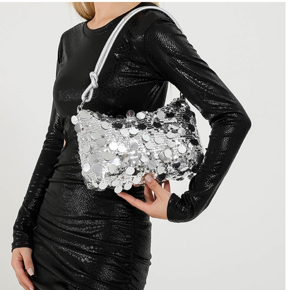Silver Sequin Women's Bag - Picture 5 of 7